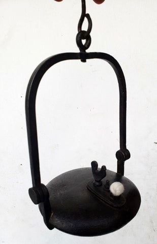 50cms ORIGINAL LENTICULAR FRANCE 1800s miners lamp tunnel lantern iron cast N30