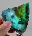 181grs GEM SILICA CHRYSOCOLLA Slab Chalcedony Quartz Lily Mine Peru Bluish Green Jade Emerald Color mineral specimen S18