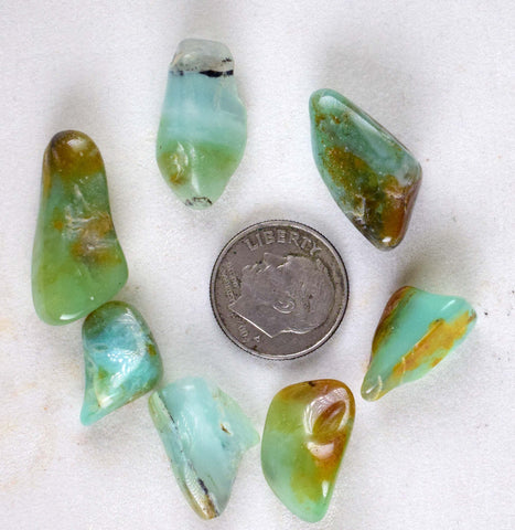 Lot 7 GEM BLUE OPAL seascape peru tumbled pendant caribean turquoise color b834