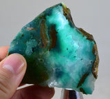 181grs GEM SILICA CHRYSOCOLLA Slab Chalcedony Quartz Lily Mine Peru Bluish Green Jade Emerald Color mineral specimen S18