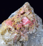 7.8cms RHODOCHROSITE RHOMBOHEDRAL QUARTZ Crystals Huayllapon Pasto Bueno Mine Peru Collector Mineral Specimen R190