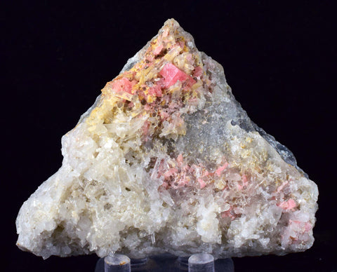 7.8cms RHODOCHROSITE RHOMBOHEDRAL QUARTZ Crystals Huayllapon Pasto Bueno Mine Peru Collector Mineral Specimen R190
