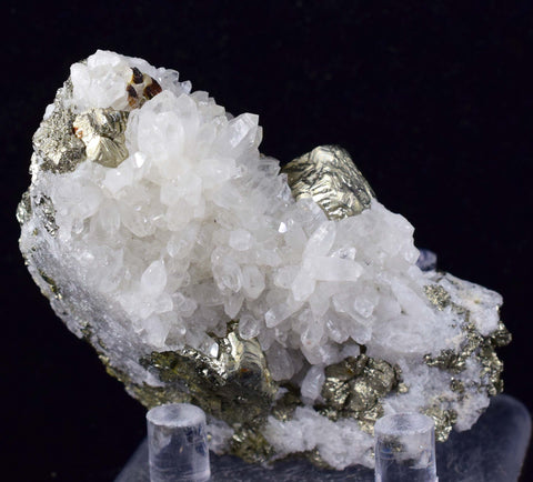 6.6cms QUARTZ PYRITE HUARON  Peru Crystals Old Stock Collector  Mineral Specimen M178