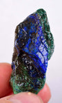 19grams AZURITE MALACHITE CALCITE Peru Rough Azurmalachite Dark Blue Green Premium Banded Facet Cabochon  U347
