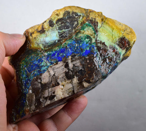 695grams AZURITE MALACHITE CALCITE Stalactite Peru Rough Azurmalachite Dark Blue Green Premium Banded Facet Cabochon  U348