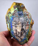 695grams AZURITE MALACHITE CALCITE Stalactite Peru Rough Azurmalachite Dark Blue Green Premium Banded Facet Cabochon  U348
