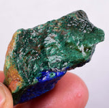 19grams AZURITE MALACHITE CALCITE Peru Rough Azurmalachite Dark Blue Green Premium Banded Facet Cabochon  U347