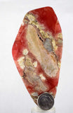 10.2cms RHODOCHROSITE QUARTZ PYRITE Peru Sculpture Slab Polished Art Decoration Jewelry Translucent Pendant Banded Mineral Specimen R327