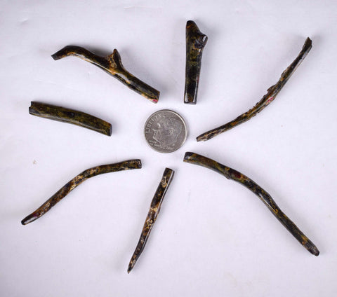 Lot 7 GOLDEN BLACK CORALS Polished Peru Natural Branch Sea Genuine for Pendant Beads Jewelry Cabochon VE77