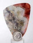 6.6cms RHODOCHROSITE QUARTZ PYRITE Peru Sculpture Slab Polished Art Decoration Jewelry Translucent Pendant Banded Mineral Specimen R330