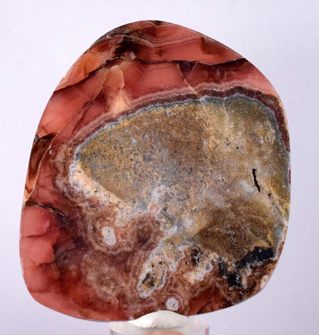 7.9cms RHODOCHROSITE QUARTZ Peru Sculpture Slab Polished Art Decoration Jewelry Translucent Pendant Banded Mineral Specimen R338