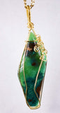 54carats 8.9cms GEM SILICA CHRYSOCOLLA Pendant Emeraldine Lily Mine Peru Cabochon Scenic Quartz Malachite Chalcedony Emerald Jade Color J530