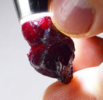 1.7cm PROUSTITE RUBY SILVER Twin Crystal Peru Sulfosalt Translucent Red 2000 Discovery Uchuchaccua Mine Mineral Specimen HE252