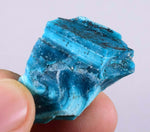 13.1grs GEM BLUE MALACHITE Rough Banded Shiny New Find Peru Mineral Specimen U417