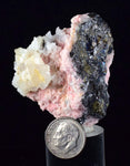 5.1cms RHODOCHROSITE ROSETTE QUARTZ  Peru Pink Crystals Needles Collector Mineral Specimen R378