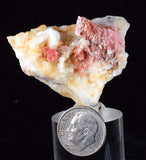 4.4cms RHODOCHROSITE RHOMBOHEDRAL QUARTZ Premium Miniature Crystals Huayllapon Pasto Bueno Mine Peru Collector Mineral Specimen R388