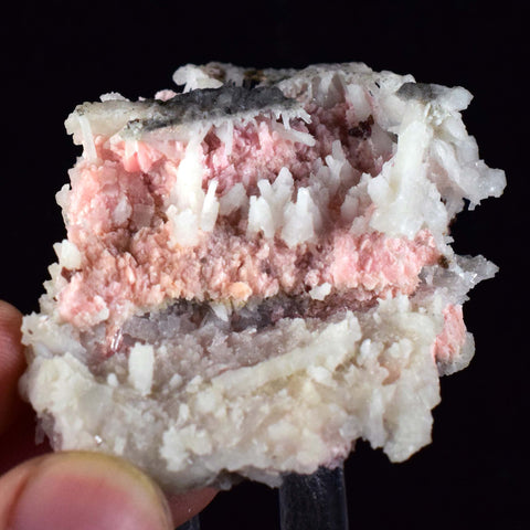 5.5cms RHODOCHROSITE RHOMBOHEDRAL QUARTZ Premium Miniature Crystals Huayllapon Pasto Bueno Mine Peru Collector Mineral Specimen R396