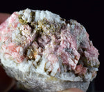 5.8cms RHODOCHROSITE RHOMBOHEDRAL QUARTZ Premium Miniature Crystals Huayllapon Pasto Bueno Mine Peru Collector Mineral Specimen R409