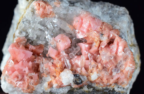 4.1cms RHODOCHROSITE RHOMBOHEDRAL QUARTZ Premium Miniature Crystals Huayllapon Pasto Bueno Mine Peru Collector Mineral Specimen R389