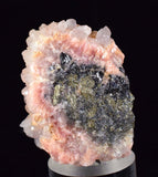 4.5cms RHODOCHROSITE ROSETTE QUARTZ  Peru Pink Crystals Needles Collector Mineral Specimen R398