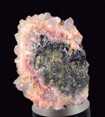 4.5cms RHODOCHROSITE ROSETTE QUARTZ  Peru Pink Crystals Needles Collector Mineral Specimen R398