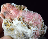 5.8cms RHODOCHROSITE RHOMBOHEDRAL QUARTZ Premium Miniature Crystals Huayllapon Pasto Bueno Mine Peru Collector Mineral Specimen R409
