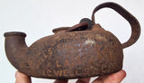 MINERS LAMP a c wells 5B england 1800th oil lantern single torch iron cast