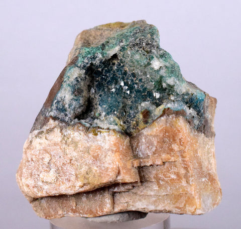 4.1cms DRUZY CHRYSOCOLLA QUARTZ Lily Mine Peru  Malachite Stalactite Suiseki Mineral Specimen DE218