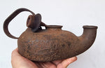 MINERS LAMP a c wells 5B england 1800th oil lantern single torch iron cast