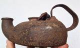 MINERS LAMP a c wells 5B england 1800th oil lantern single torch iron cast