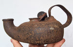 MINERS LAMP a c wells 5B england 1800th oil lantern single torch iron cast
