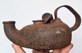 MINERS LAMP a c wells 5B england 1800th oil lantern single torch iron cast
