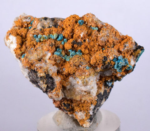 4.1cms CHRYSOCOLLA MALACHITE SELENITE Crystals Peru Quartz Calcite Barite ? Brochantite ? Ajoite ? Rosasite ? Mineral Specimen  Peru C913