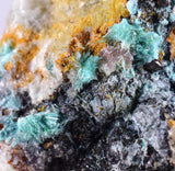 5.4cms CHRYSOCOLLA MALACHITE SELENITE Crystals Peru Quartz Calcite Barite ? Brochantite ? Ajoite ? Rosasite ? Mineral Specimen  Peru C916