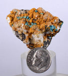 4.1cms CHRYSOCOLLA MALACHITE SELENITE Crystals Peru Quartz Calcite Barite ? Brochantite ? Ajoite ? Rosasite ? Mineral Specimen  Peru C913