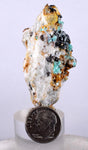 5.4cms CHRYSOCOLLA MALACHITE SELENITE Crystals Peru Quartz Calcite Barite ? Brochantite ? Ajoite ? Rosasite ? Mineral Specimen  Peru C916