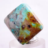 32carats BLUE CHRYSOCOLLA QUARTZ Malachite Peru Scenic Cabochon Pendant B951