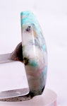 32carats BLUE CHRYSOCOLLA QUARTZ Malachite Peru Scenic Cabochon Pendant B951