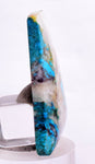 46carats BLUE CHRYSOCOLLA QUARTZ Malachite Peru Scenic Cabochon Pendant B952