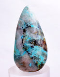 40carats BLUE CHRYSOCOLLA QUARTZ Malachite Peru Scenic Cabochon Pendant B953