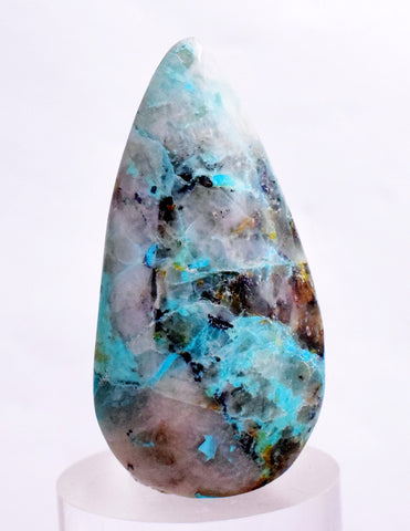 40carats BLUE CHRYSOCOLLA QUARTZ Malachite Peru Scenic Cabochon Pendant B953