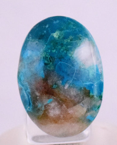 16.5Carats BLUE CHRYSOCOLLA QUARTZ Malachite Peru Scenic Cabochon Pendant B954