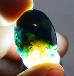 16.5Carats BLUE CHRYSOCOLLA QUARTZ Malachite Peru Scenic Cabochon Pendant B954