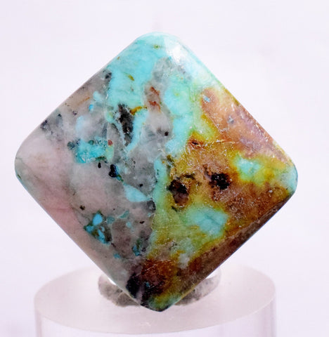 32carats BLUE CHRYSOCOLLA QUARTZ Malachite Peru Scenic Cabochon Pendant B951