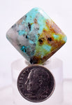 32carats BLUE CHRYSOCOLLA QUARTZ Malachite Peru Scenic Cabochon Pendant B951