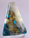 46carats BLUE CHRYSOCOLLA QUARTZ Malachite Peru Scenic Cabochon Pendant B952