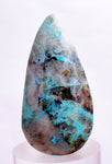 40carats BLUE CHRYSOCOLLA QUARTZ Malachite Peru Scenic Cabochon Pendant B953