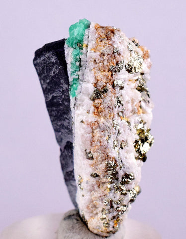 3.4cms EMERALD CRYSTAL PYRITE Slate Calcite Quartz Colombia Mineral Specimen E101
