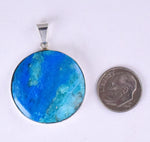 3.2cms BLUE OPAL SCENIC Cabochon Silver 950 Peru Seascape Pendant Jewelry  B992