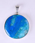 3.2cms BLUE OPAL SCENIC Cabochon Silver 950 Peru Seascape Pendant Jewelry  B992